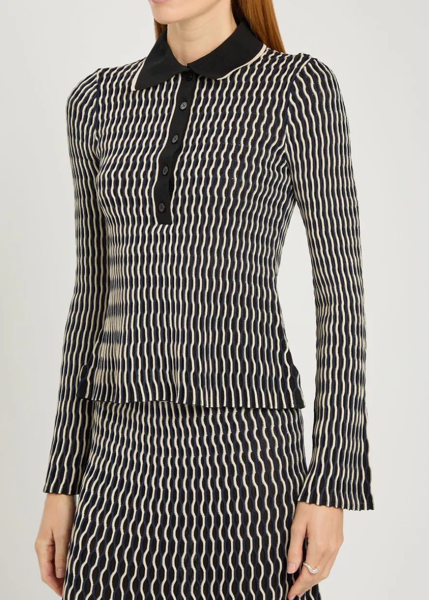 Collen textured knit polo top