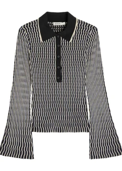 Collen textured knit polo top