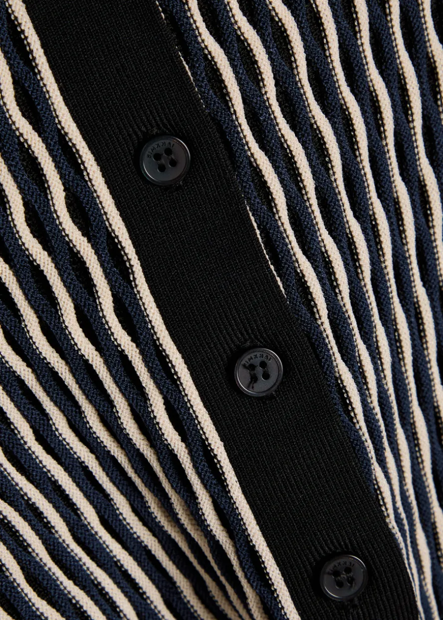 Collen textured knit polo top