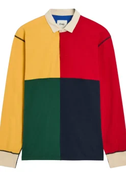 Colour-blocked cotton rugby top