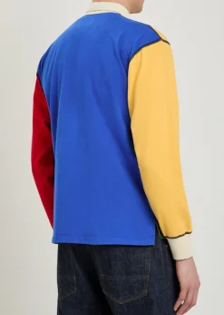 Colour-blocked cotton rugby top