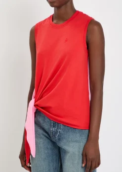 Colour-blocked cotton tank top