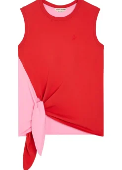 Colour-blocked cotton tank top