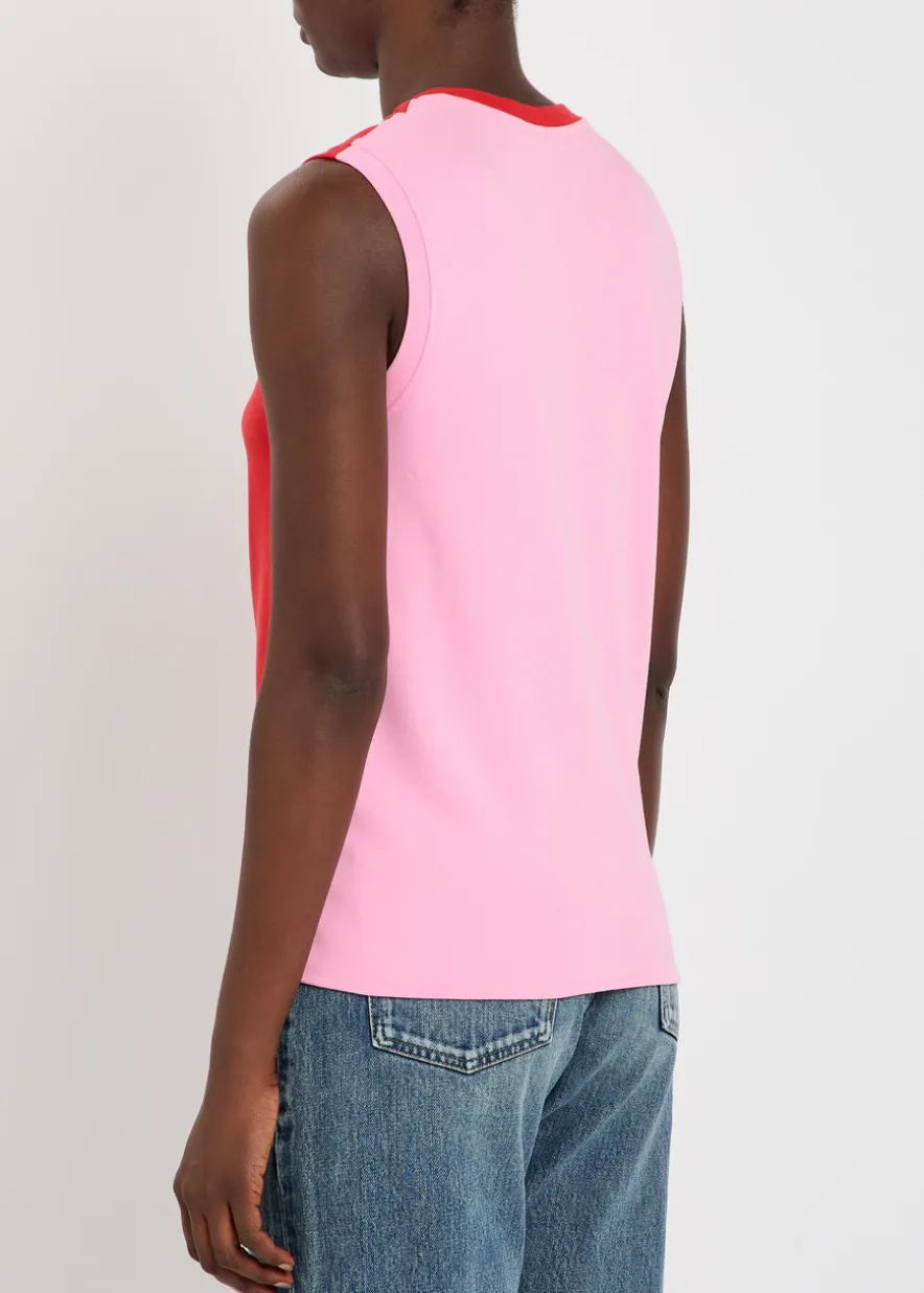 Colour-blocked cotton tank top