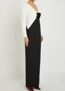 Colour-blocked crepe maxi dress