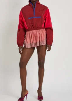 Colour-blocked shell cropped jacket