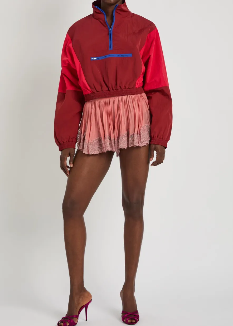 Colour-blocked shell cropped jacket