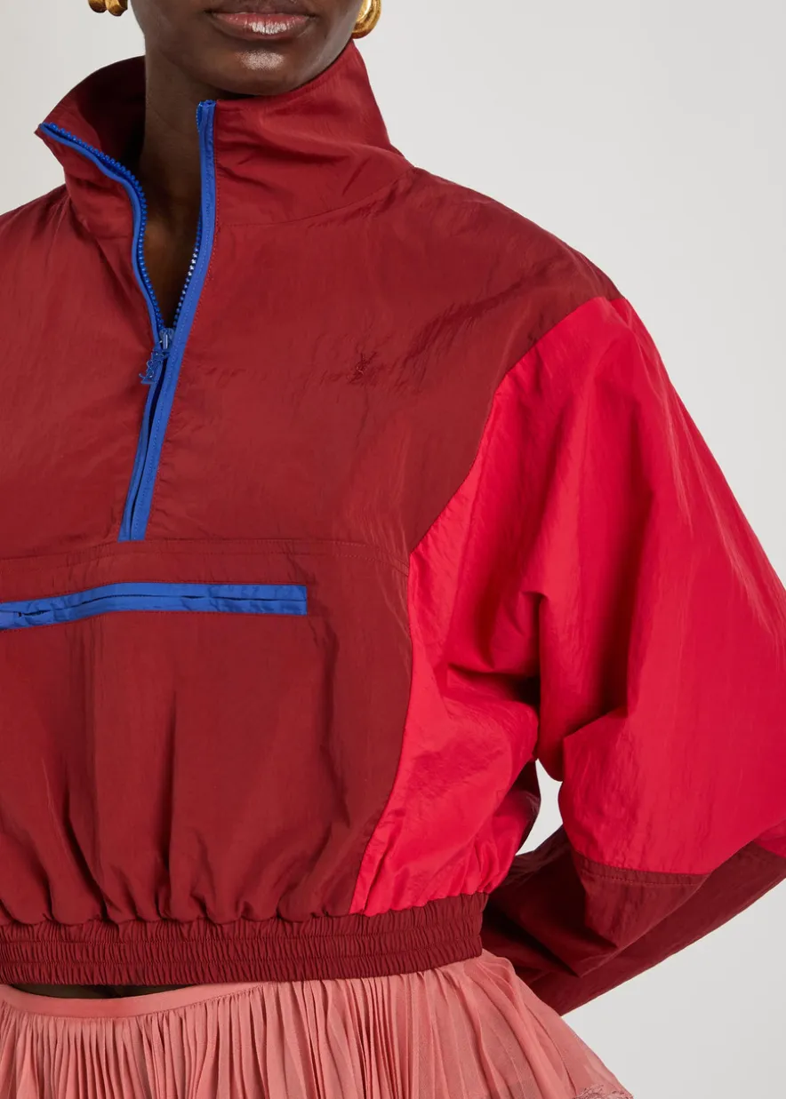 Colour-blocked shell cropped jacket