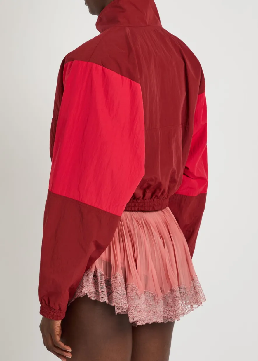 Colour-blocked shell cropped jacket