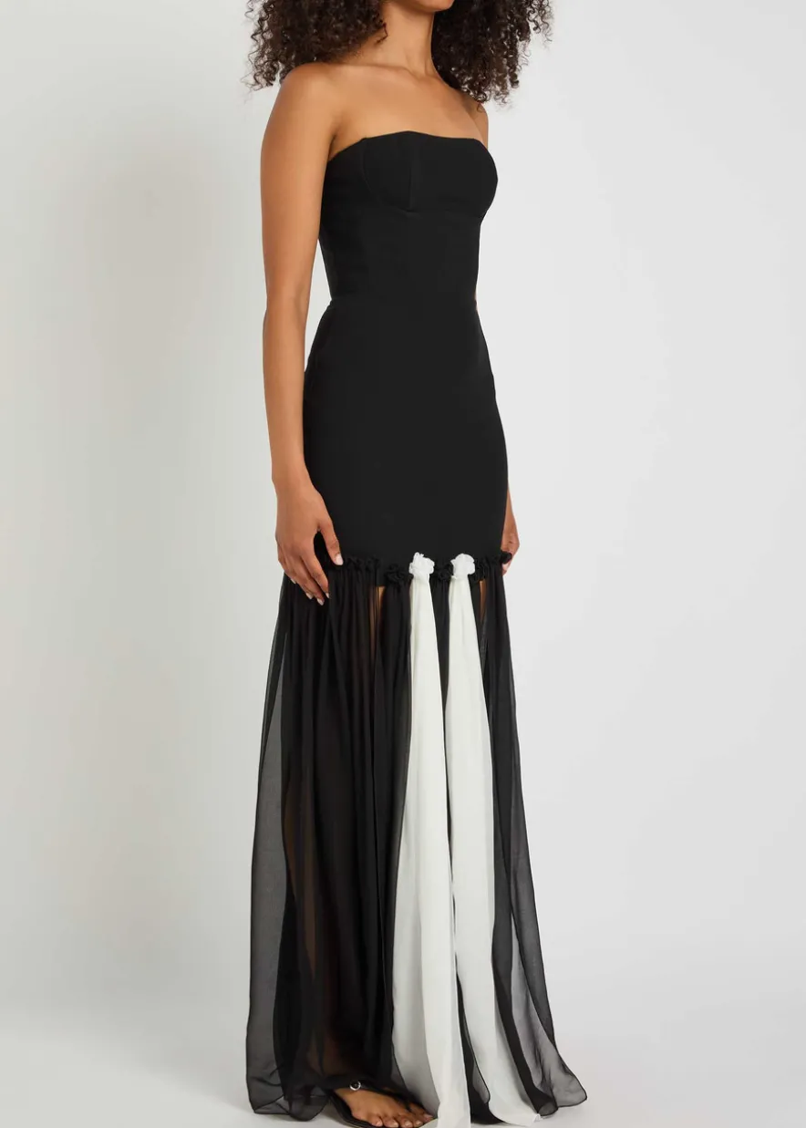 Colour-blocked stretch-crepe maxi dress