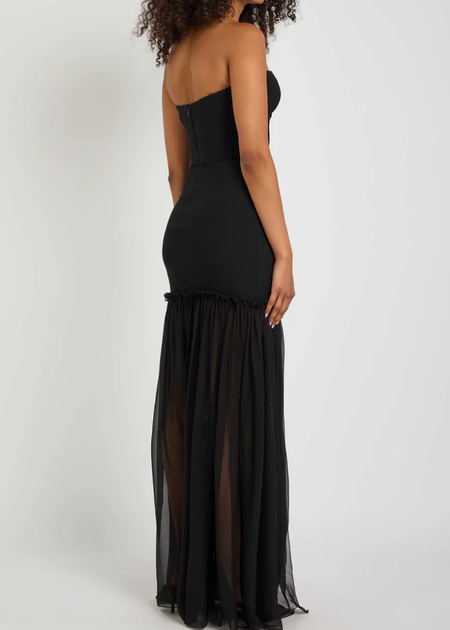 Colour-blocked stretch-crepe maxi dress