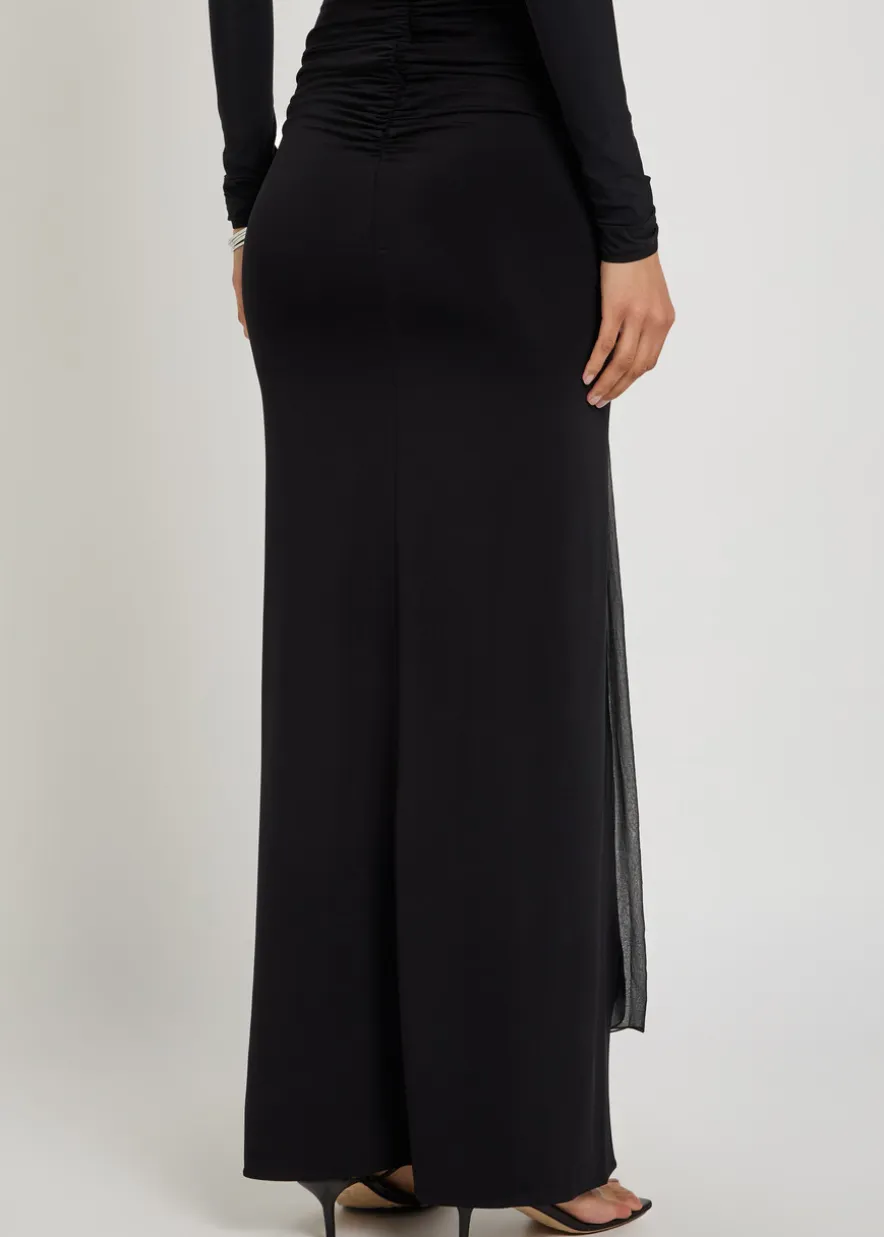 Colour-blocked stretch-jersey maxi skirt