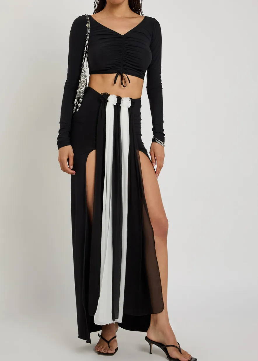 Colour-blocked stretch-jersey maxi skirt