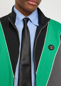 Colour-blocked twill track jacket