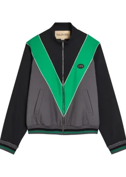 Colour-blocked twill track jacket