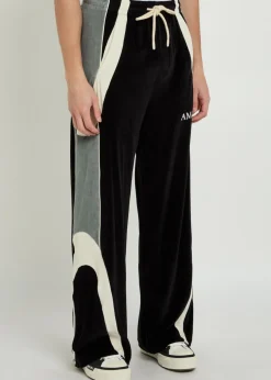 Colour-blocked velour track pants