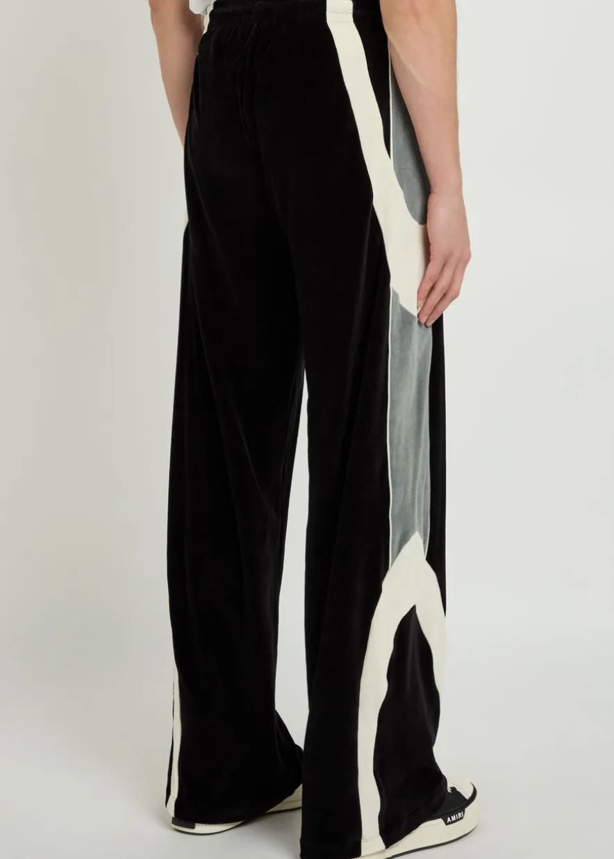 Colour-blocked velour track pants