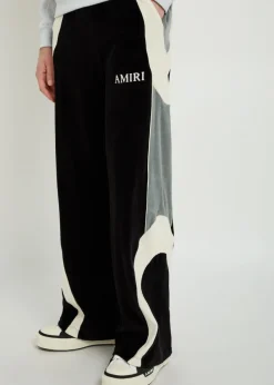 Colour-blocked velour track pants