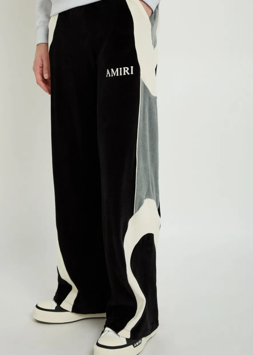 Colour-blocked velour track pants