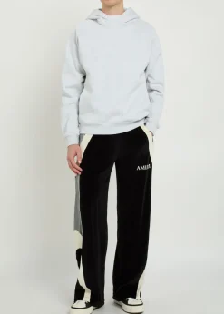 Colour-blocked velour track pants