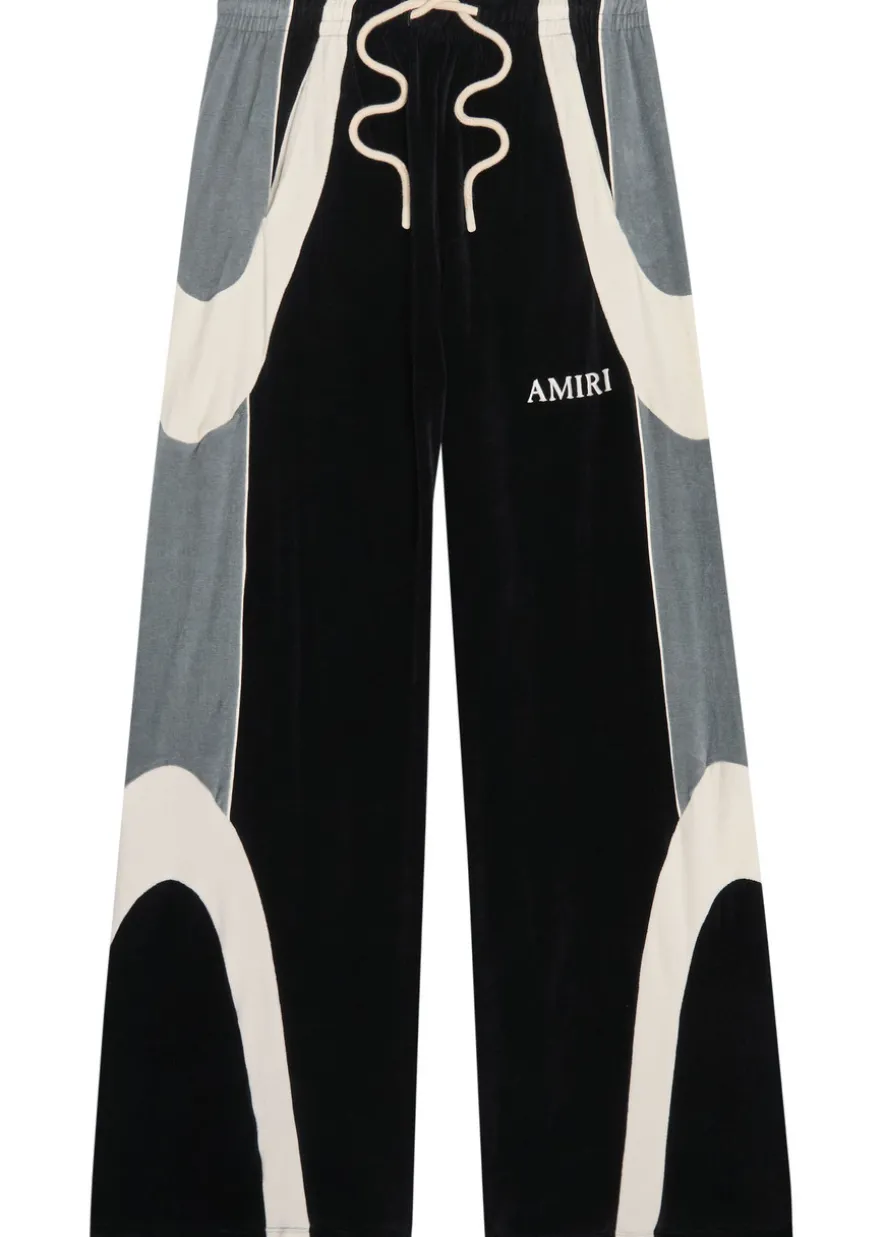 Colour-blocked velour track pants
