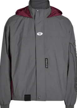 Colour-block hooded shell jacket