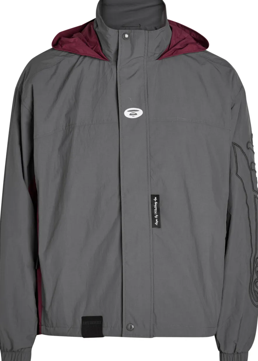 Colour-block hooded shell jacket