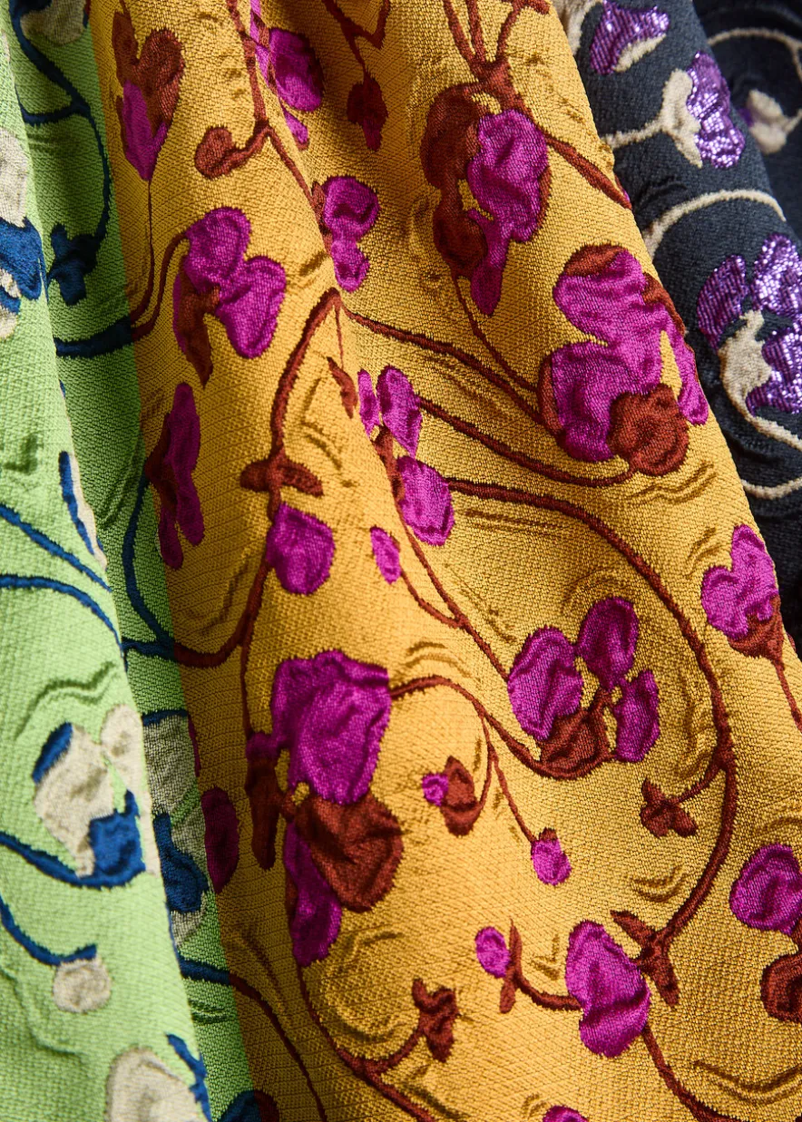 Column floral-jacquard woven midi dress