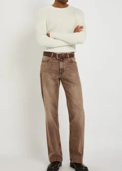Compact rib-knit silk top