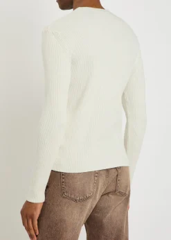 Compact rib-knit silk top