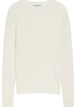 Compact rib-knit silk top