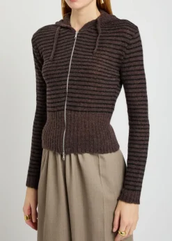 Compact striped brushed alpaca-blend jumper