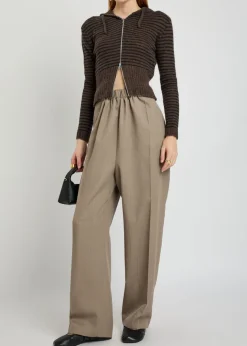 Compact striped brushed alpaca-blend jumper