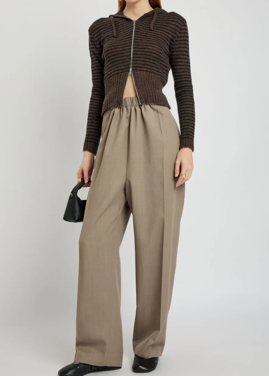 Compact striped brushed alpaca-blend jumper