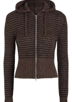 Compact striped brushed alpaca-blend jumper