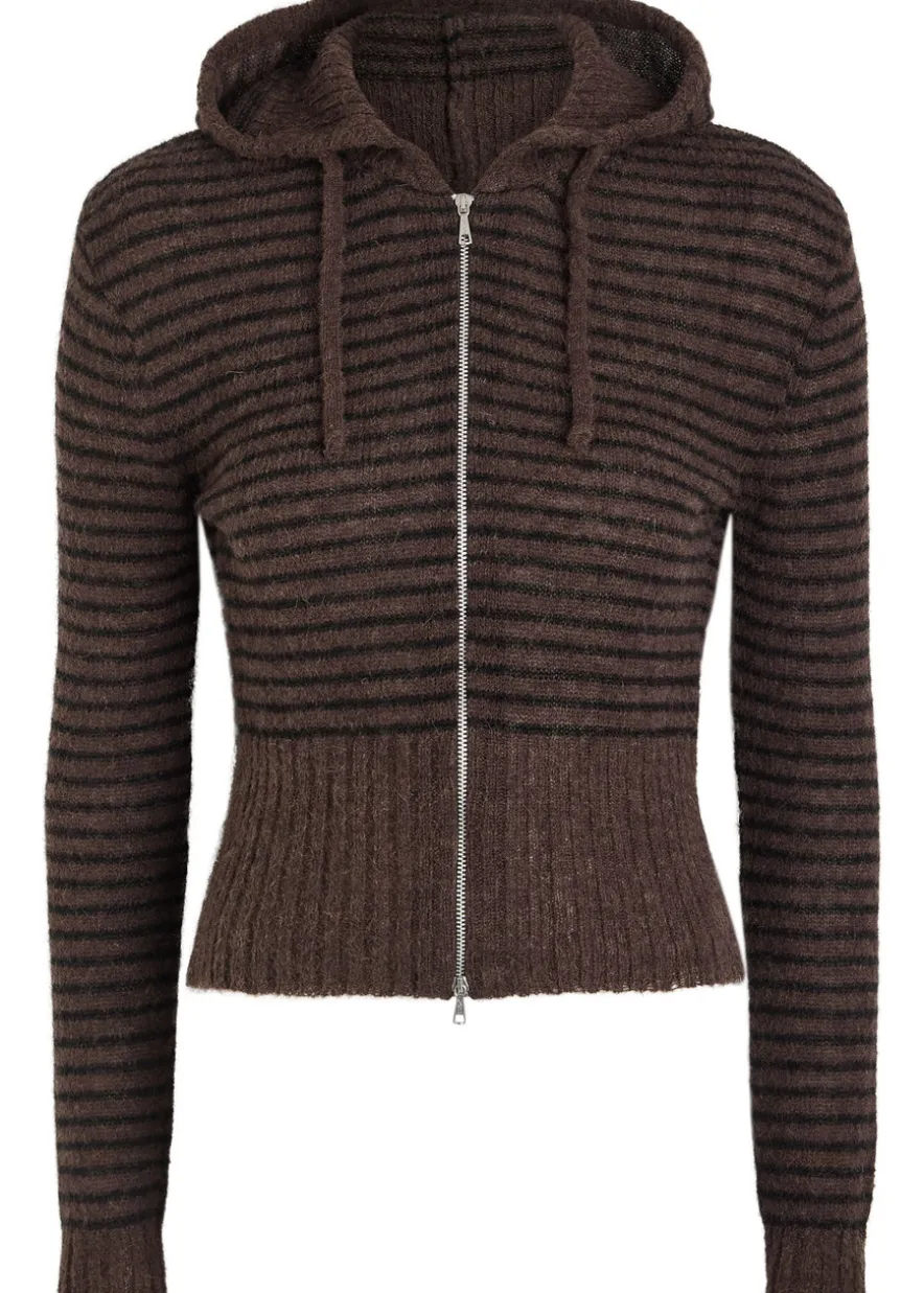Compact striped brushed alpaca-blend jumper