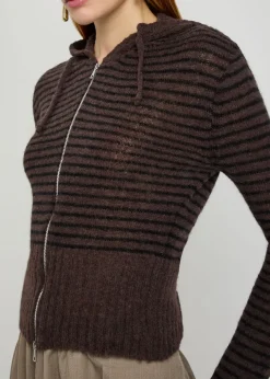 Compact striped brushed alpaca-blend jumper