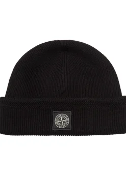Compass logo-appliquéd ribbed cotton-knit beanie