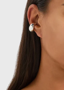 Concave small sterling silver ear cuff