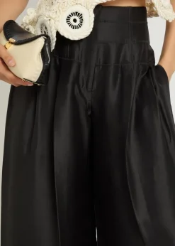 Condesa pleated wide-leg silk trousers