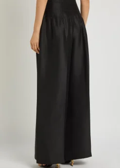 Condesa pleated wide-leg silk trousers