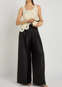 Condesa pleated wide-leg silk trousers