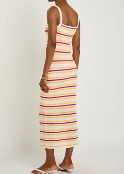 Connelly striped open-knit midi dress