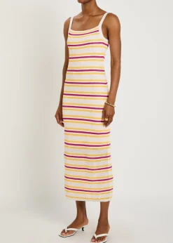 Connelly striped open-knit midi dress