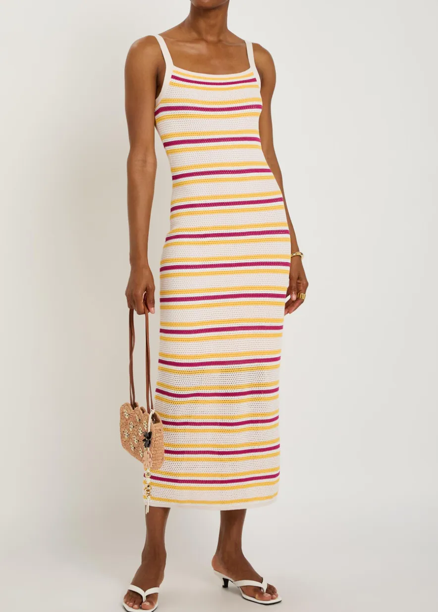 Connelly striped open-knit midi dress