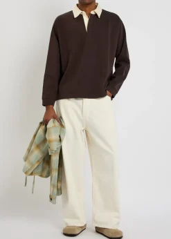 Contrasting collar cotton polo rugby jumper