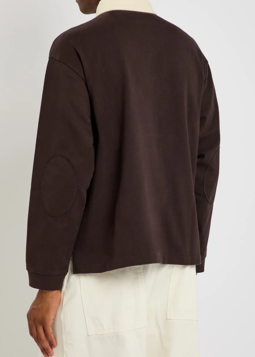 Contrasting collar cotton polo rugby jumper