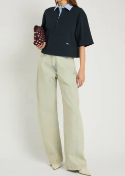 Contrasting-collar piqué cotton polo shirt