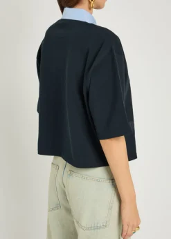 Contrasting-collar piqué cotton polo shirt