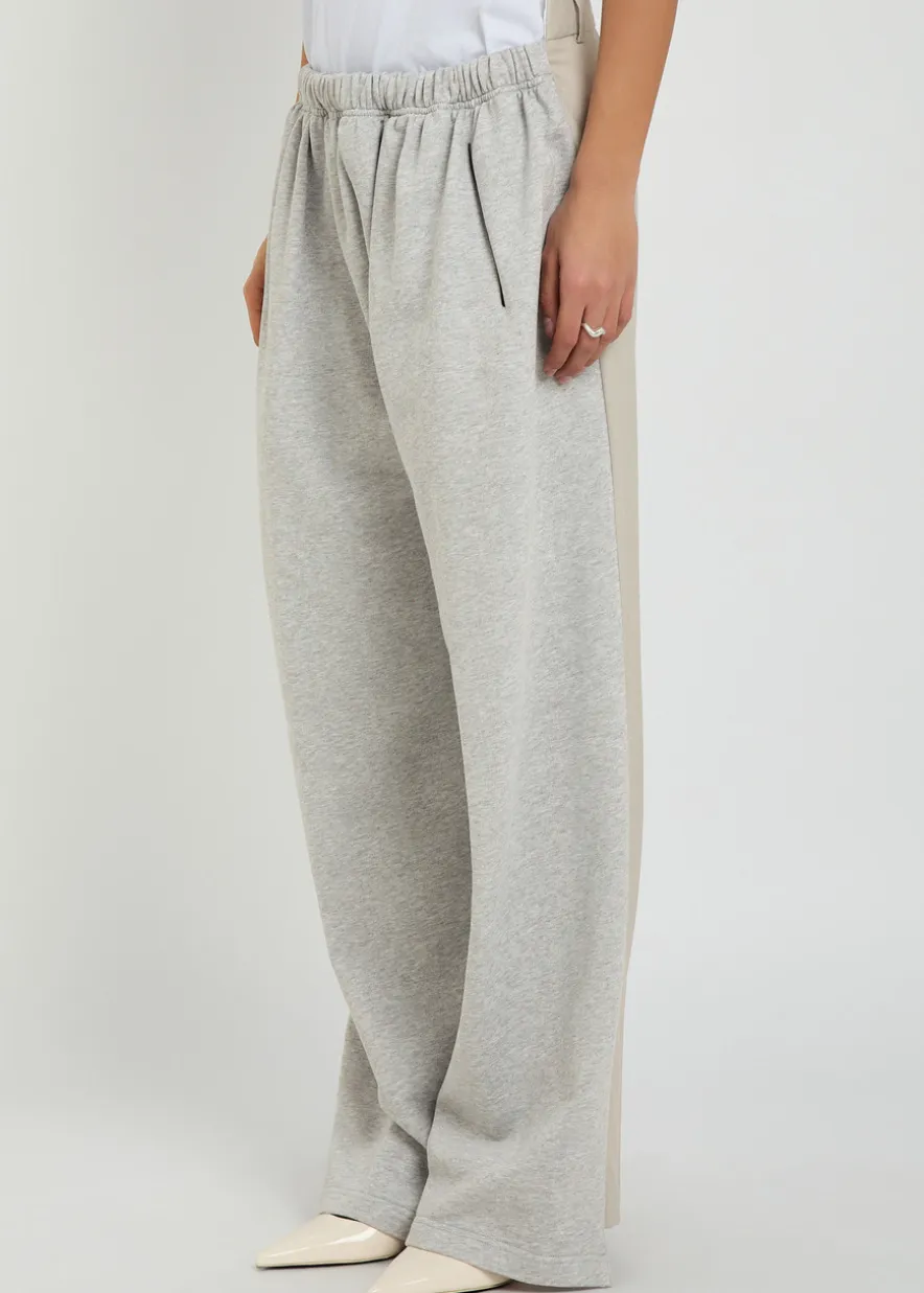 Contrasting cotton and wool-blend trousers